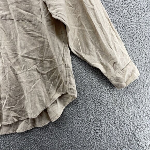 Loft Womens Button Up Large Tan Beige‎ Linen Blend Long Sleeve New Lagenlook New - Picture 4 of 12
